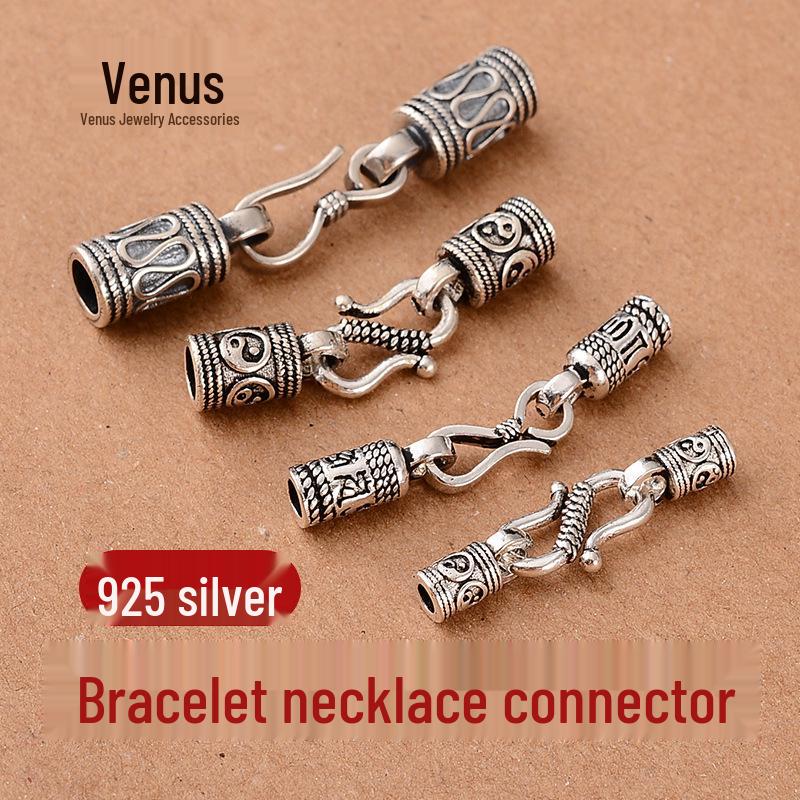 

925 Silver Necklace Clasp for Leather Cord - DIY Thai Silver Bracelet Accessory
