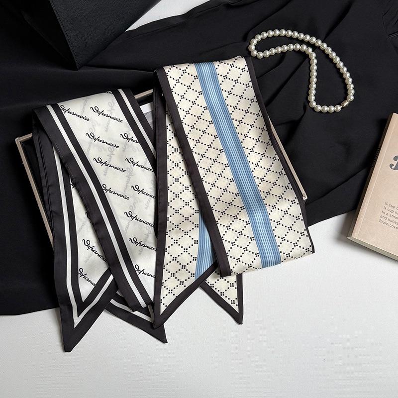 Silk scarf atmosphere, new long silk scarf, streamer, women's high-end sense, matching shirt, small scarf, headscarf, headband.