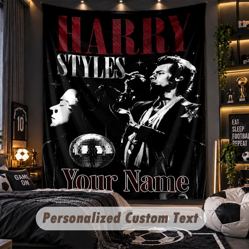 Εξατομικευμένο Κάλυμμα Τοίχου, Harry Styles Προσαρμοσμένο Τυπωμένο Όνομα, Υφασμάτινη Τέχνη Τοίχου Για Εσωτερικό Χώρο