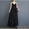 New Retro Niche Dark Jacquard V-neck Temperament Halter Dresses