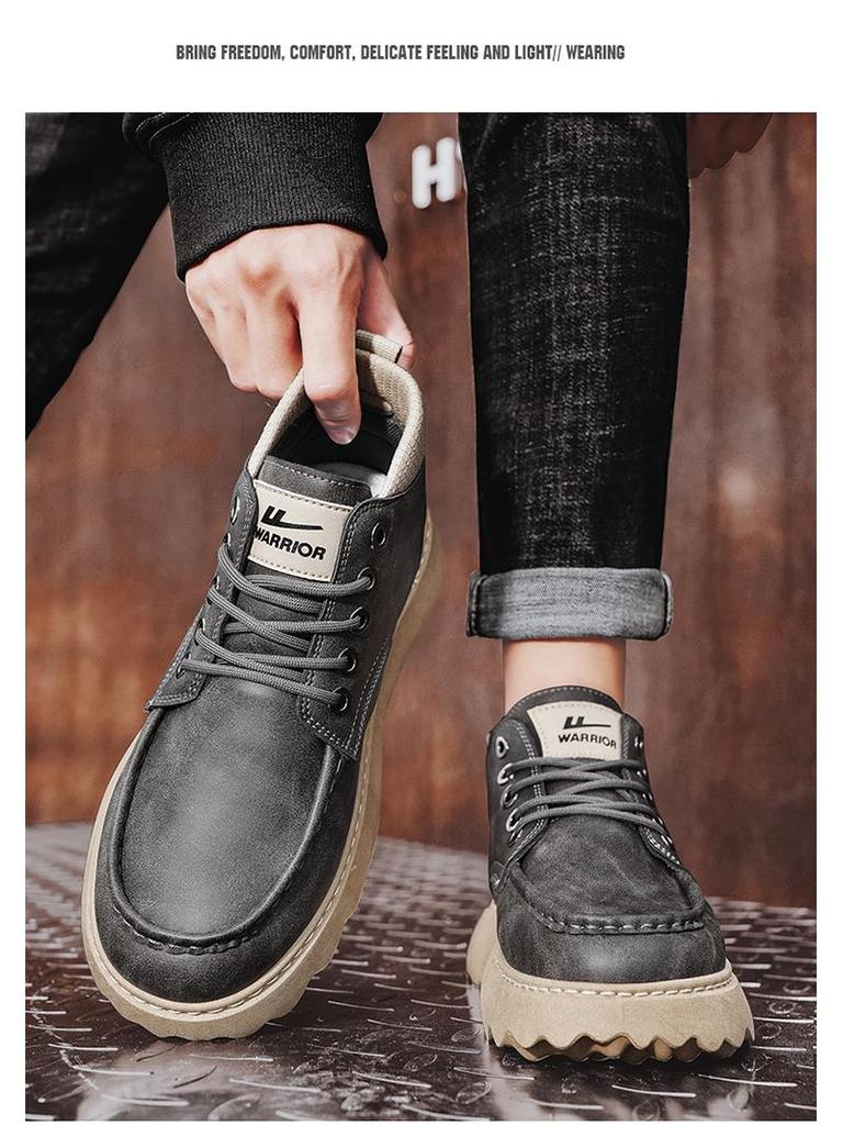 Warrior Men's Shanghai Martin Boots: Retro High-Top Skate Shoes, Aut/Winter British Workwear Style, 2025 Edition.