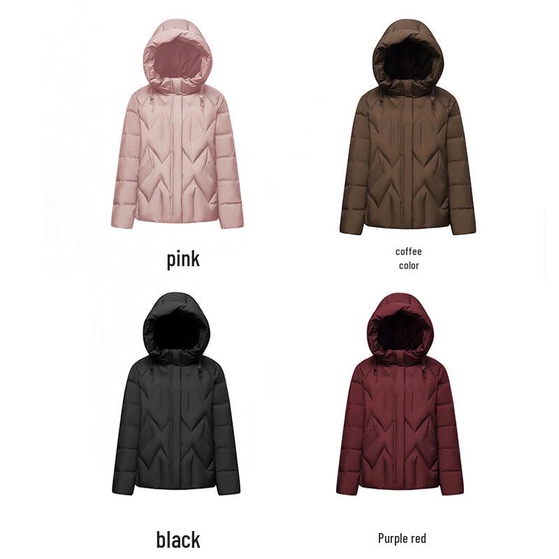 Yalu EW Women's Winter Hooded Wave Texture Short Down Jacket YYXFF86912