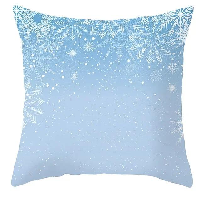 Winter Blue Christmas Pillowcase Home Snowflake Snowman Tree Pillowcase Home Decoration Cushion Cover