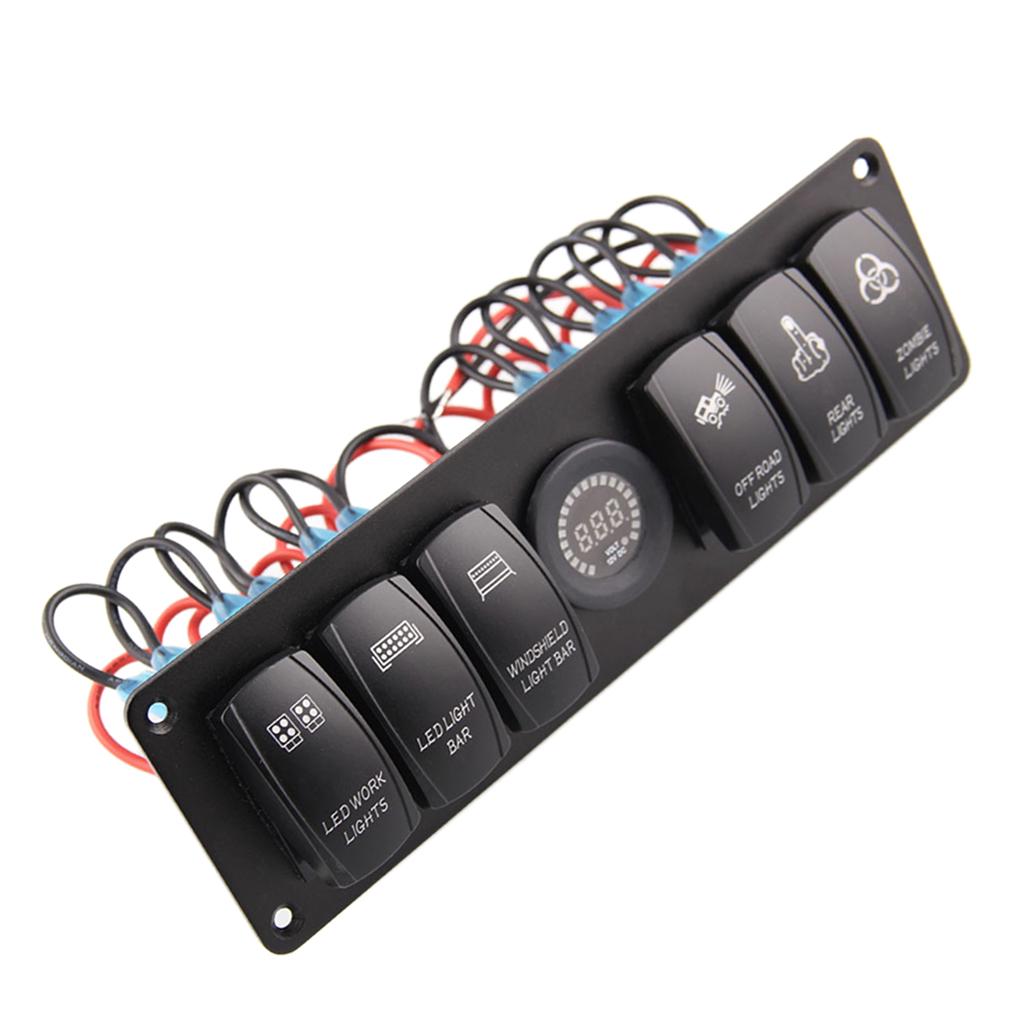 6 Button Rocker Switch Cluster Buy 6 GANG Rocker Switch Panel WITH Voltmeter at affordable prices ...