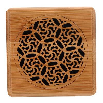 Incense Burners Tetragonum Golden Wheel Pattern Classic Bamboo Incense Cone Holder with Fireproof