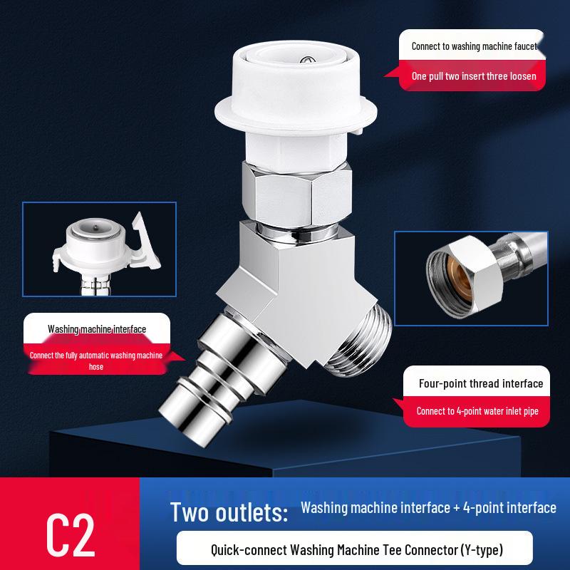 Dual Outlet Washing Machine Faucet Splitter Valve
