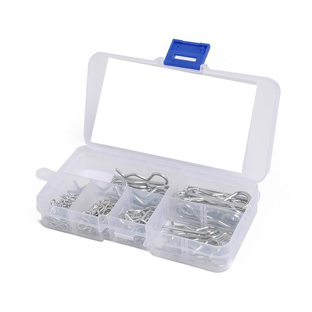 Cotter Pins 100pcs R Clips Hitch Pin Clip Assortment Kits 6 Size Carbon Steel R Pin for Threaded Connection and Anti