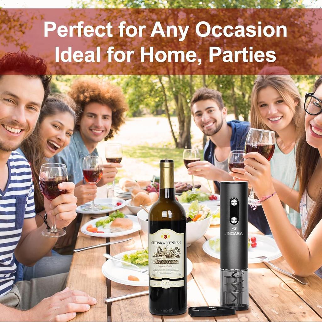 Electric Wine Opener with Automatic Corkscrew & Foil Cutter – Rechargeable Type-C Corkscrew Bottle Opener for Home, Kitchen & Party, Black,1 Pack
