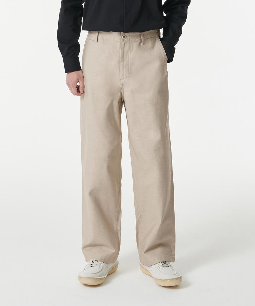 Musinsa Standard Back Satin Wide Officer Pants [Light Beige]