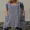 2024 Exclusive Striped Pocket Cotton-Linen Bib Apron Dress