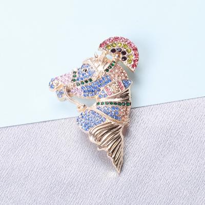 Brosche mit Pferdekopf und Strasssteinen, Regenbogen, modisch, Wildtier-Schmuck, Taschen, Mantel-Accessoires