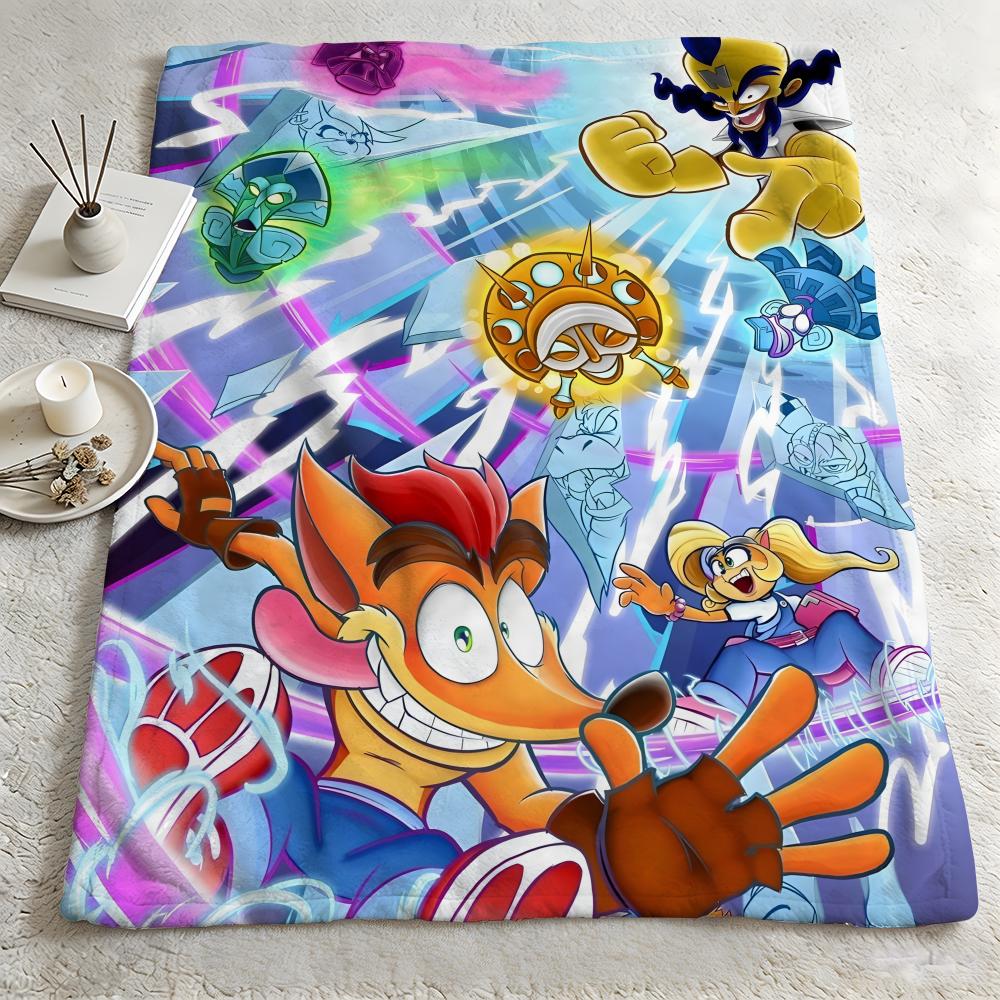 game C-Crash Bandicoot-T Throw Warm Soft Flannel Blanket, Multi-use for Sofa Bed Camping Travel Nap