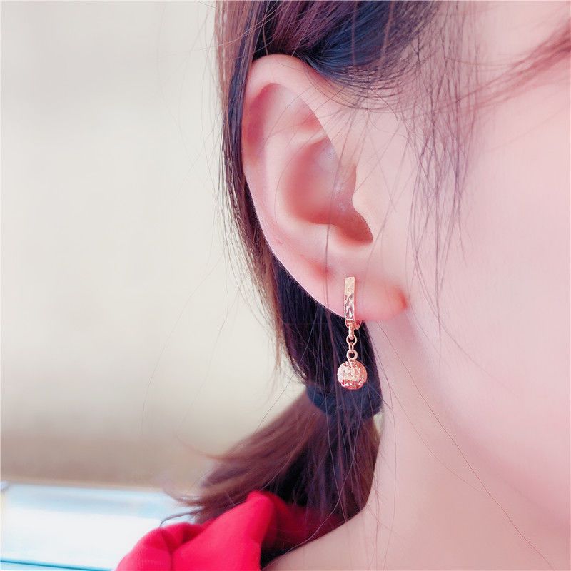 Exquisite Russian Purple Gold Fashion Classic Generous Ball Earrings Rose Gold Plated Color Gold Car Flower Ball Earrings