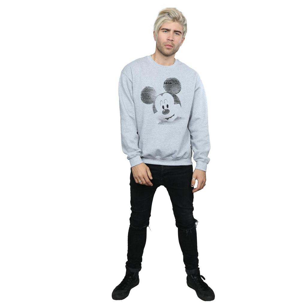 Disney Mens Mickey Mouse Text Face Sweatshirt