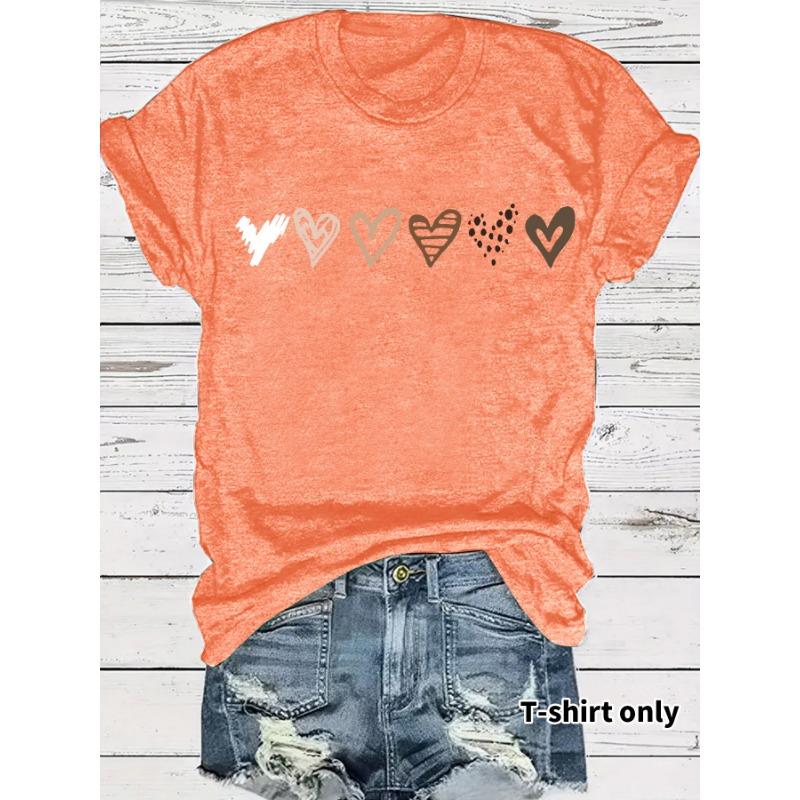 Women's Summer Premium Sense of Fashion Heart Pattern New Short-sleeved T-shirt