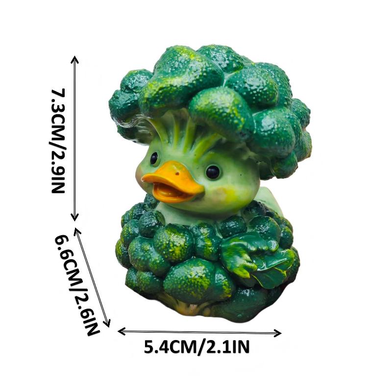 Cute Vegetable Duck Resin Handicraft Creative Broccoli-shaped Duck Figurine for Home Entrance, Desk, Personalized Decoration
