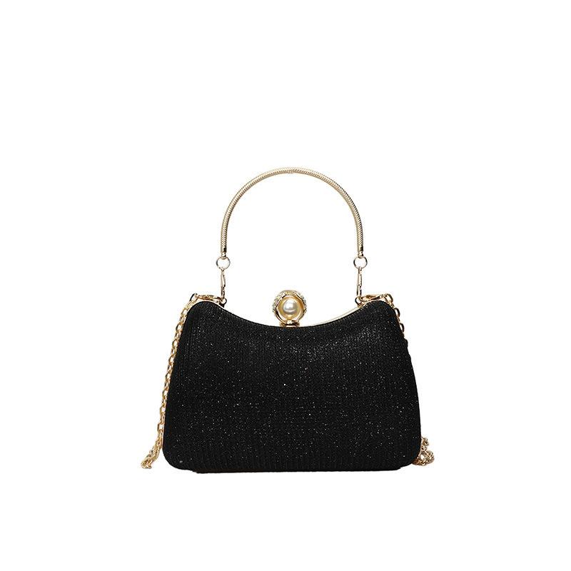 Hot Sell Shimmery Plain Bodied Box Style Handheld Evening Bag Pearl Butt Exudes Clean Elegant Ladylike Grace At Parties