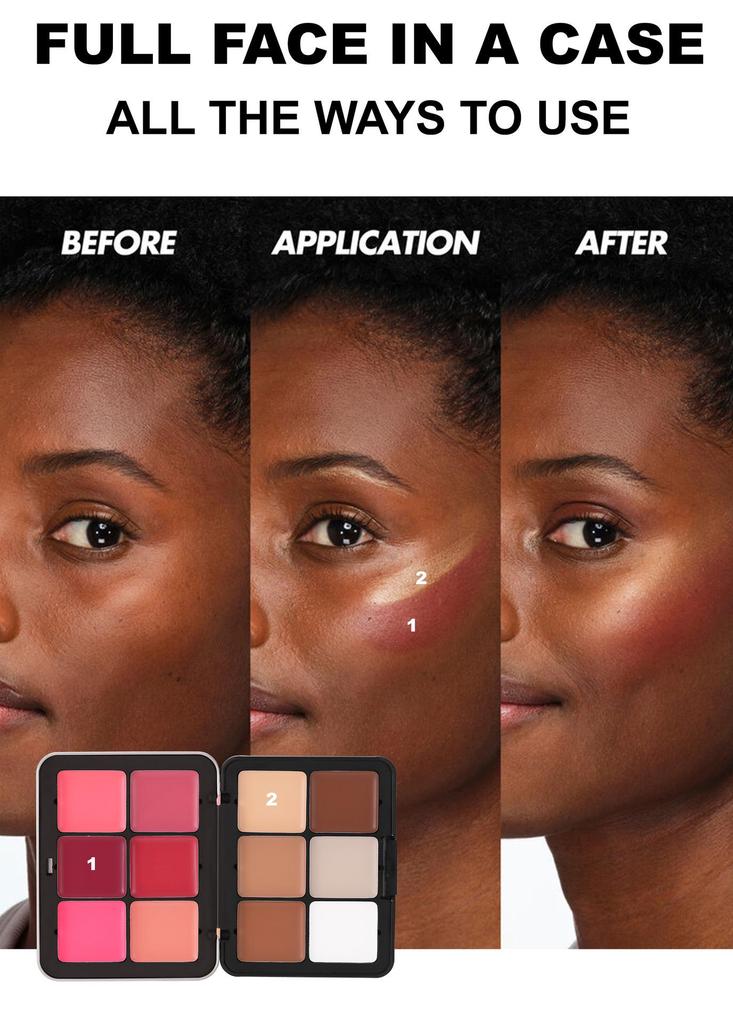 12-Color Blush & Contour Palette: Handaiyan All-in-One Matte & Cream Highlight with Iron Box