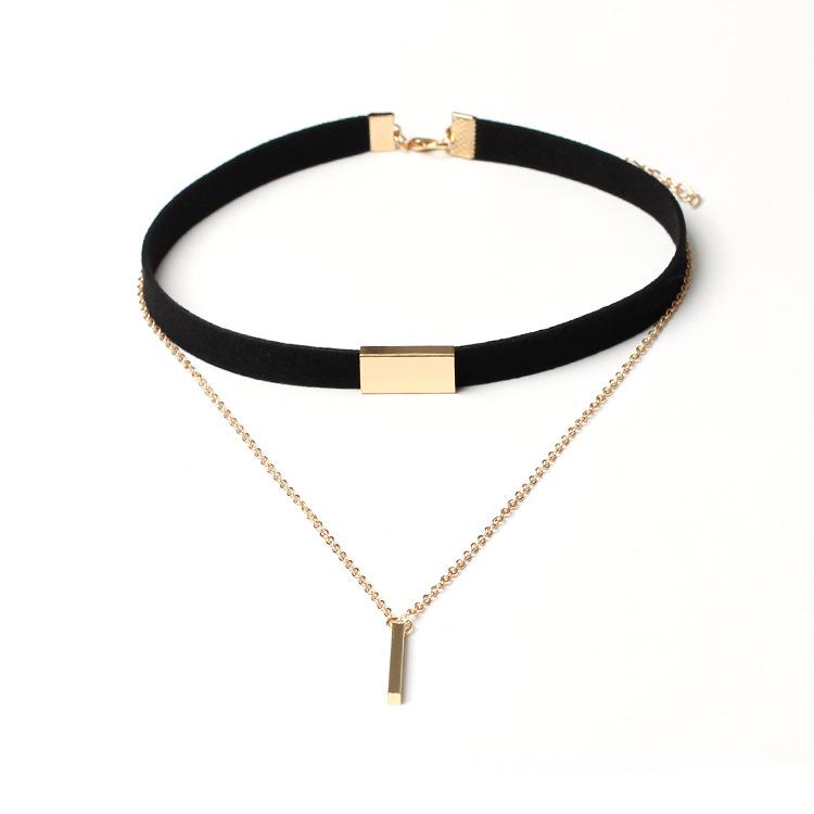 Korean Velvet Multi-Layer Tassel Choker Necklace