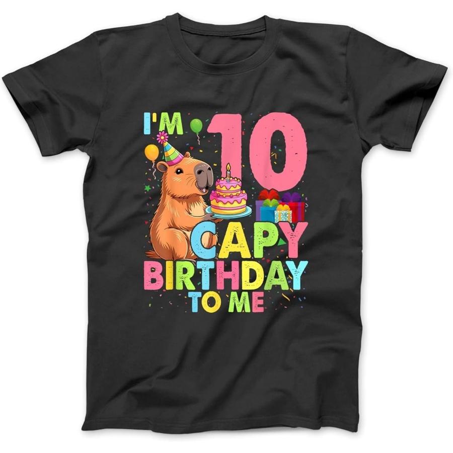 

I m 10 Year Old Capy Happy Birthday to Me 10th Bday Capybara T-Shirt Sweatshirt Hoodie for Men Women Kids Made in Canada Black XXXXXL різнокольоровий