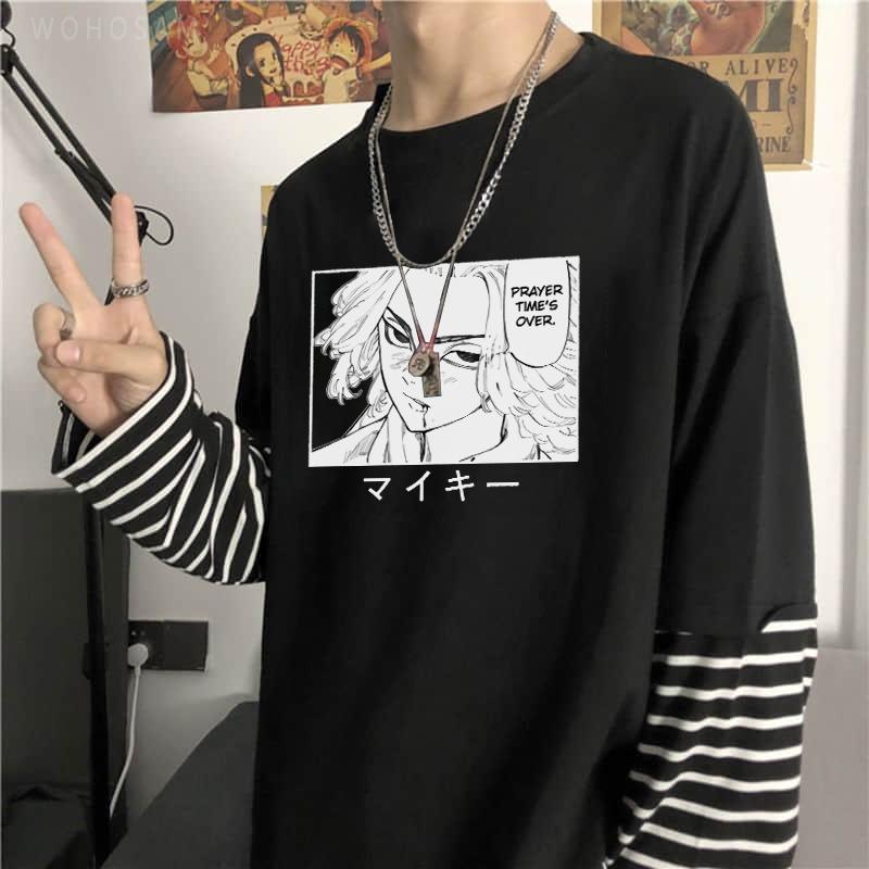 Japan Anime Tokyo Revengers Sano Manjirou Langarm T Shirts Männer Oversize Tees Harajuku Ästhetische Frauen Mode Sommer Gestreiften T-Shirt