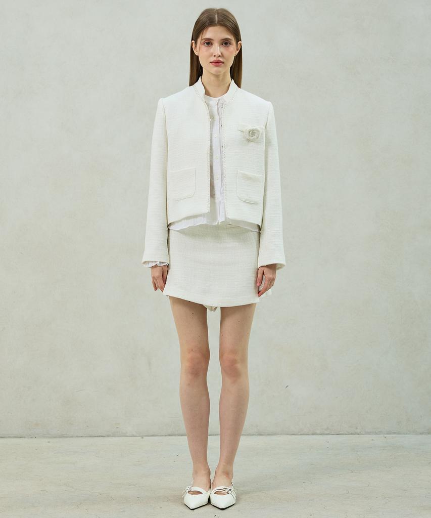 Alikim Aglow Tweed Skirt Pants / White