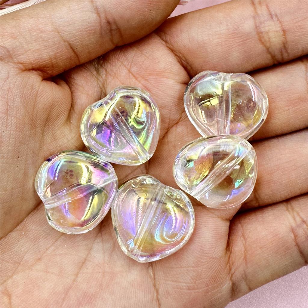 Acrylic Key Chain Peach Heart DIY Jewelry Accessories Fashion 5pcs 20*19mm Loose Beads For Bracelet Necklace Making