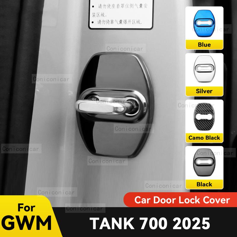 Car Door Lock Decoration Protection Cover Flags Emblem Stainless Steel Case For GWM TANK 700 2025 Auto Accessories