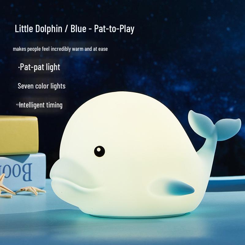 Dolphin Rechargeable Two-Speed Silicone Night Light with Remote for Kids