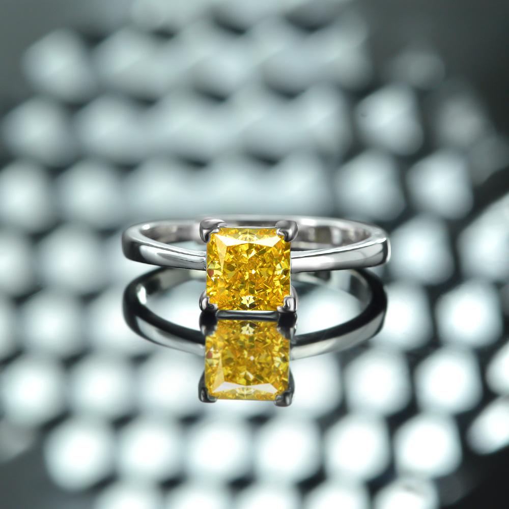 Tancise Schmuck Schliffring 925 Silber Eingelegter Quadratischer 6 * 6 Diamant Rosa Ring