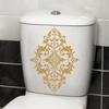 Bathroom Toilet Stickers Modern Minimalist Golden Flowers Pattern Self-adhesive Paintings For Bathroom Living Decorations