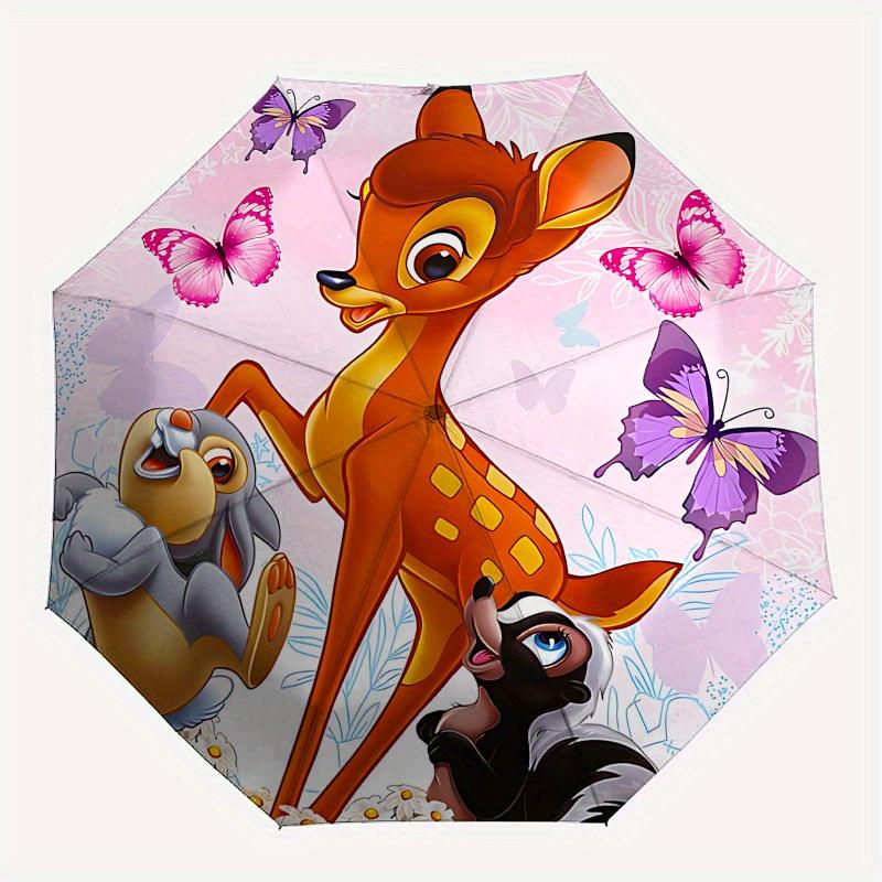Bambi, Thumper Automatic Opening and Closing Umbrella - 8 Ribs Portable Folding Umbrella with Plastic Handle, Suitable for Leisure and Hallo