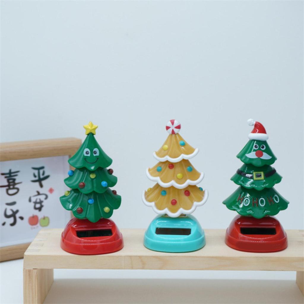 Christmas Tree Solar Powered Dancing Toy Automatic Swinging Christmas Tree Car Interior Dashboard Shake Head Decoration Ornament