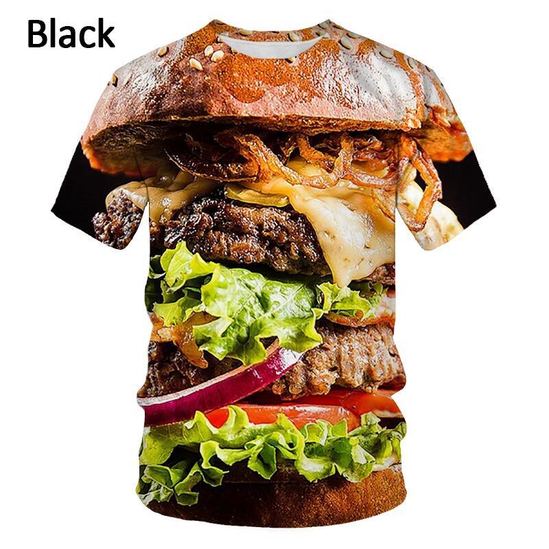 Summer Sportwear Short Sleeved Food Burger Men's T-shirt 3D Digital Printed Short Sleeved T-shirts