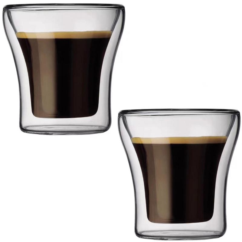 100/200/250ML Jednoduchý dvoustěnný skleněný hrnek Odolný vůči teplu a chladu Neopařující Hrnek na kávu Mléko Brandy Víno Hrnek Kavárenské příslušenství