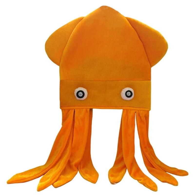 Simulation Cuttlefish Hat Funny Design Soft Fabric Comfortable Headgear For Parties And Daily Wear For Adult Kids