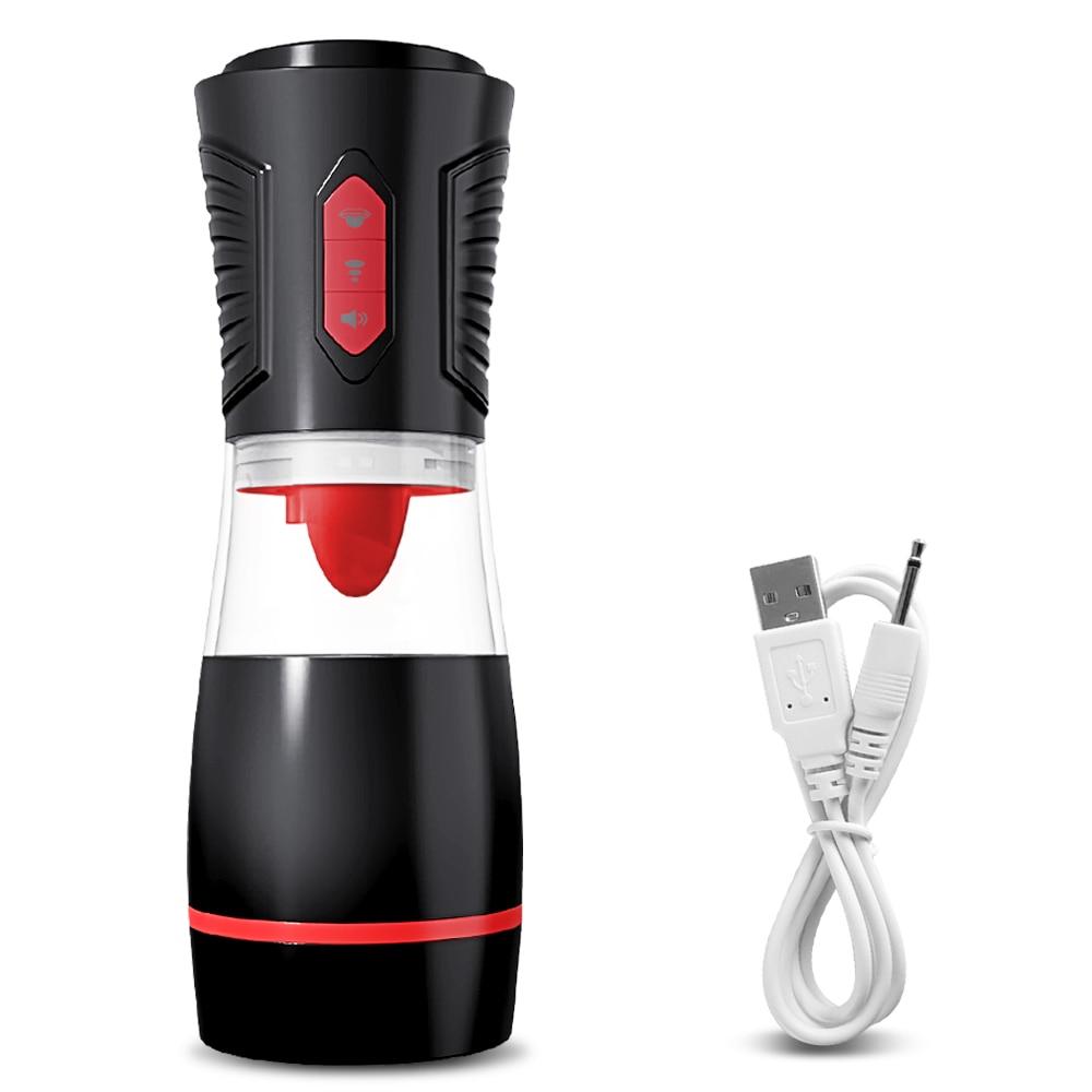 Automatisk mannlig onani Kraftig sugemaskin Tunge slikking Stimulering Glans Onani Blowjob sexleketøy for menn