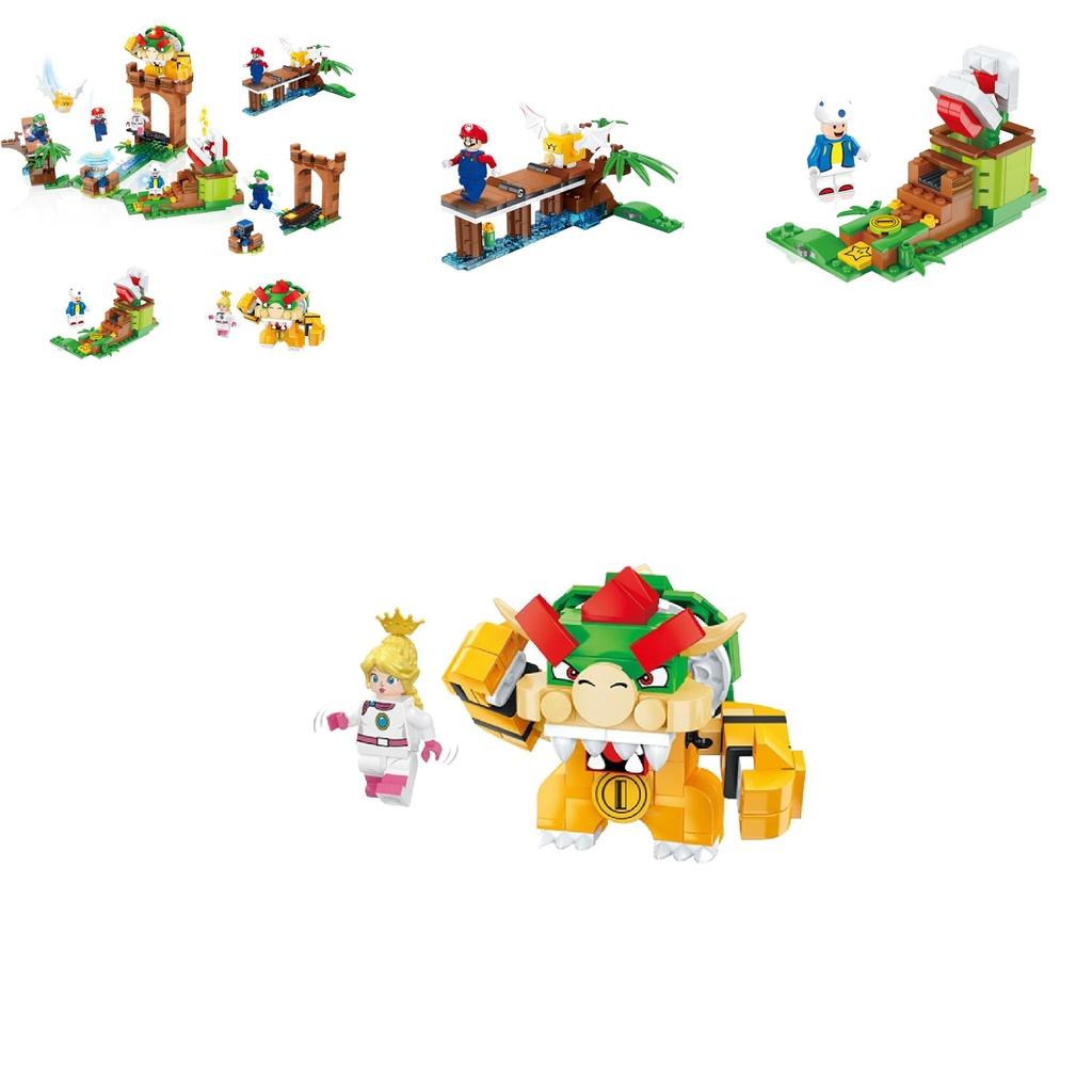 Colorful Super Mario Bros Dolls Luigi Peach Bowser Toad Building Blocks