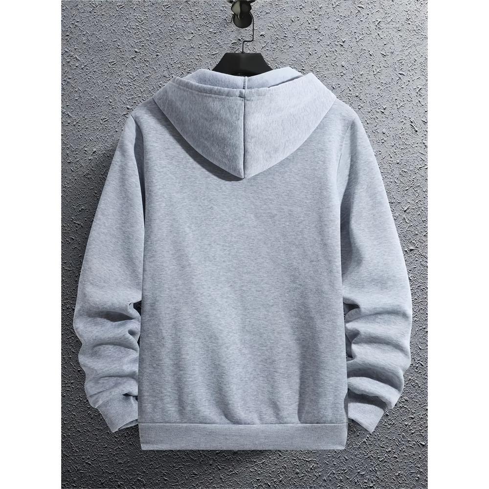 Men's Lined Long Sleeved Zipper Jacket Hooded Sweatshirt, Suitable for Daily Wear, Suitable for All Seasons, Available in Multiple Colors and Sizes