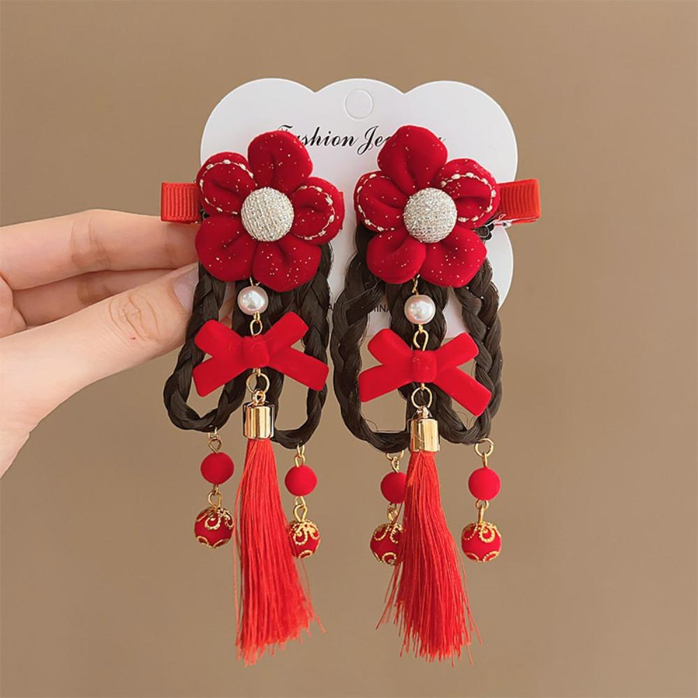 Flower Children Bow Wig Hairpin Tassels Hanfu Hair Sticks All-match Ancient Style Hairpin Baby