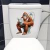 3D Funny Cartoon Monkey Reading Newspaper Toilet Wall Sticker Self-Adhesive Waterproof Removable Bathroom Home Decor Art