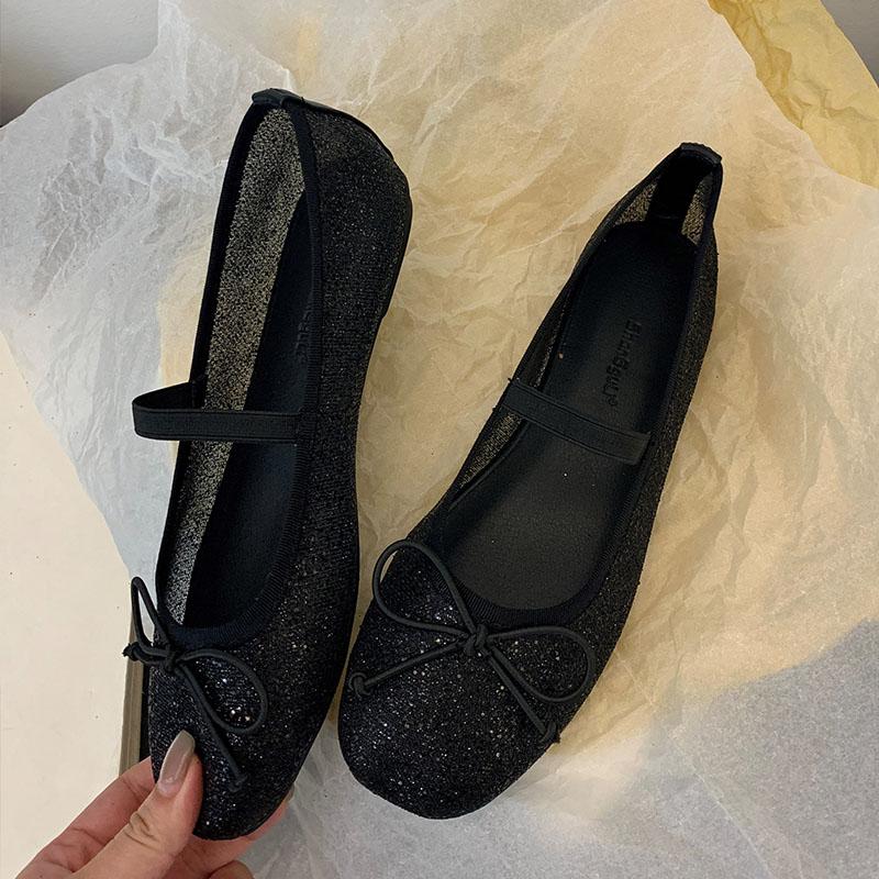 Móda Bling Móda Prodyšné Dámské Baleríny Mary Janes Boty Dámská Mělká Obuv Mašle Dámské Baleríny Taneční Boty