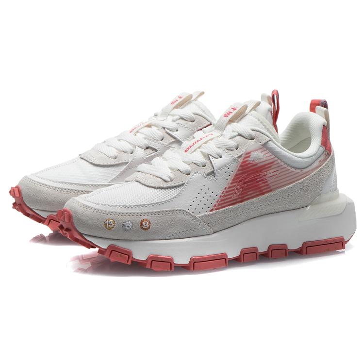 New LiNing Cushioning Low Top Running Shoes Women's White Red AGCR286-2