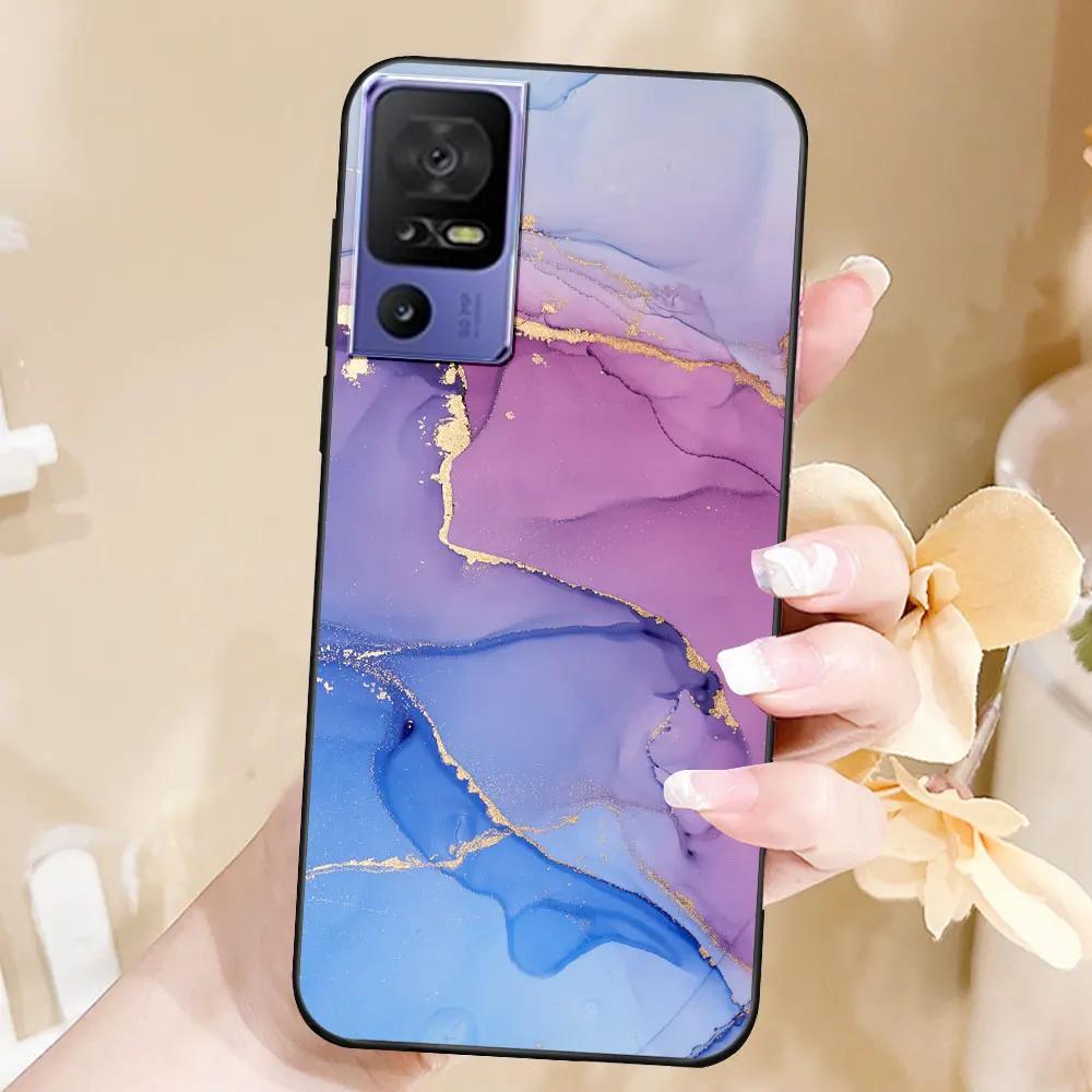 Case For TCL 40 SE Coque TPU Soft Silicone Fashion Phone Funda For TCL 40 SE Back Cover Floral Case Luxury Capa Marble Bumper