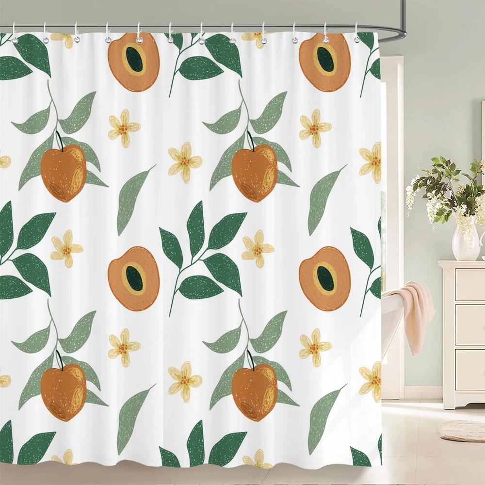 Cute Fruit Pattern Shower Curtain with Hooks   Fresh & Playful Decor for Bathrooms, Reinforced Eyelets & Easy to Clean