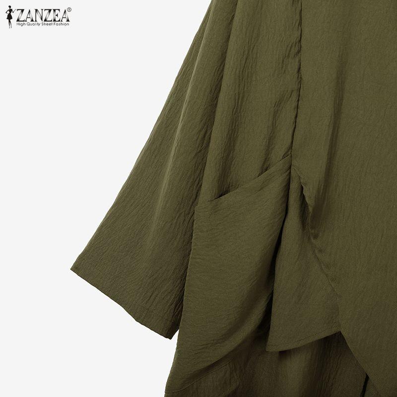 ZANZEA Dámská halenka s dlouhým rukávem a kalhoty se širokými nohavicemi, ležérní dvoudílné soupravy