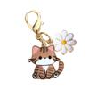1/8pcs Cat & Daisy Cute Keychain Cartoon Handbag Pendants for Women Girls Key Ring Bag Charm