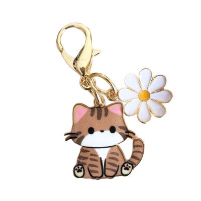 1/8 pezzi Portachiavi Ciondolo Carino per Borsa per Donne Ragazze Gatto & Margherita Cartone Animato Portachiavi Ciondoli per Borsa