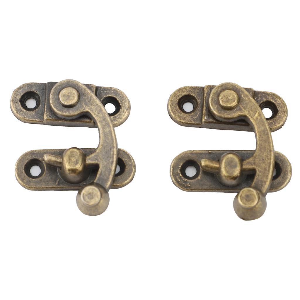 6 Set Swing Arm Clasp Latch Bronze Mini Vintage Antique Lock Clasp Left Right Hook Hasp Horn Metal Catch Curved Buckle