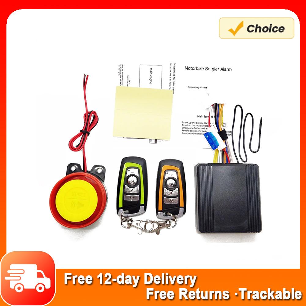 12V Universal Motorcycle Alarm System Scooter Anti-theft Secure Alarm System Two-way with Engine Start Remote Control Key Fob